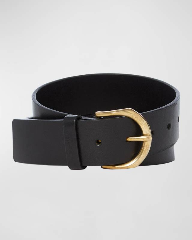 Golden Buckle Leather Belt